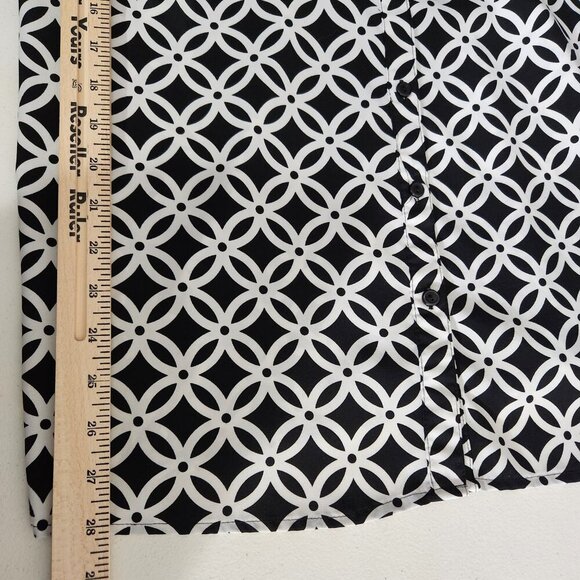 Notations Shirt Womens XL Geometric Short Sleeve Button Up Blouse Top - Picture 6 of 11